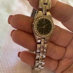 Citizen Silver Women's Quartz Watch with Black Face